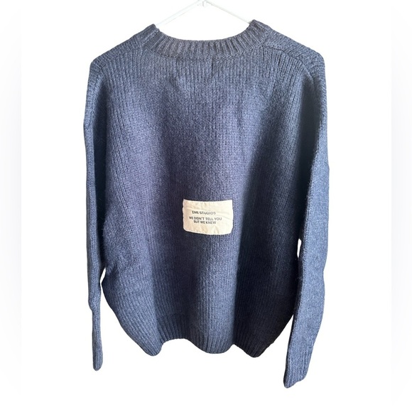 eme studios Sweaters - Eme Studios NWT Badge Navy Sweater ‘WE DIDN’T TELL YOU BUT WE KNEW’ Size S
